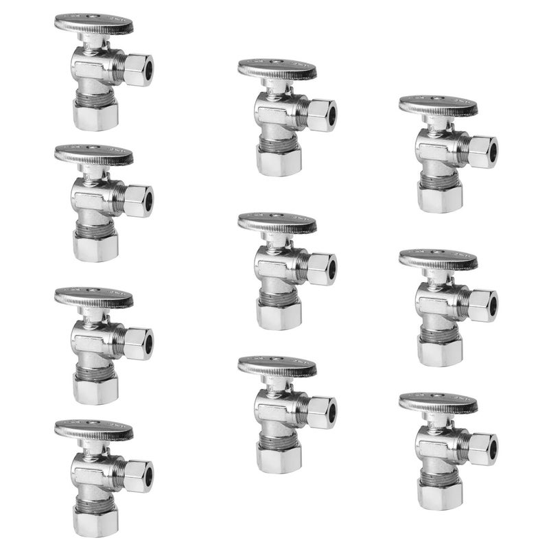EFIELD 10-Pack EFIELD Angle Stop Valve 1/2" Nominal (5/8" OD) Compression x 3/8" OD, 1/4-Turn,(VALVE116-10PCS) - Image 1